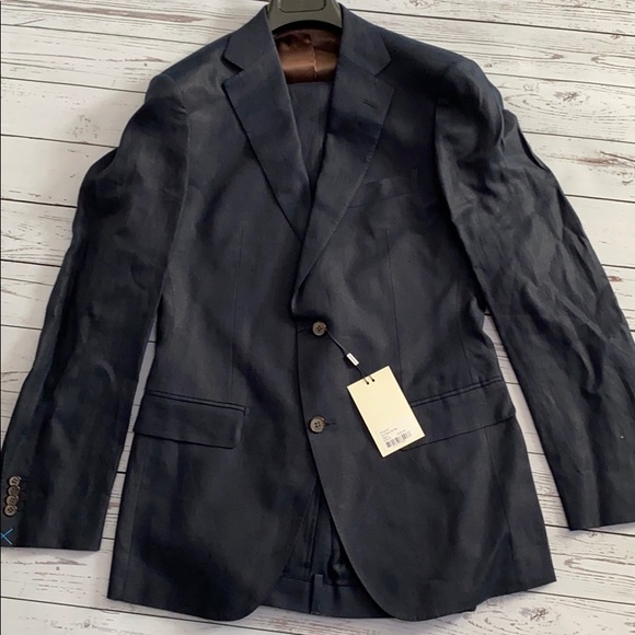 SuitSupply Napoli Navy Linen Suit - Picture 2 of 5